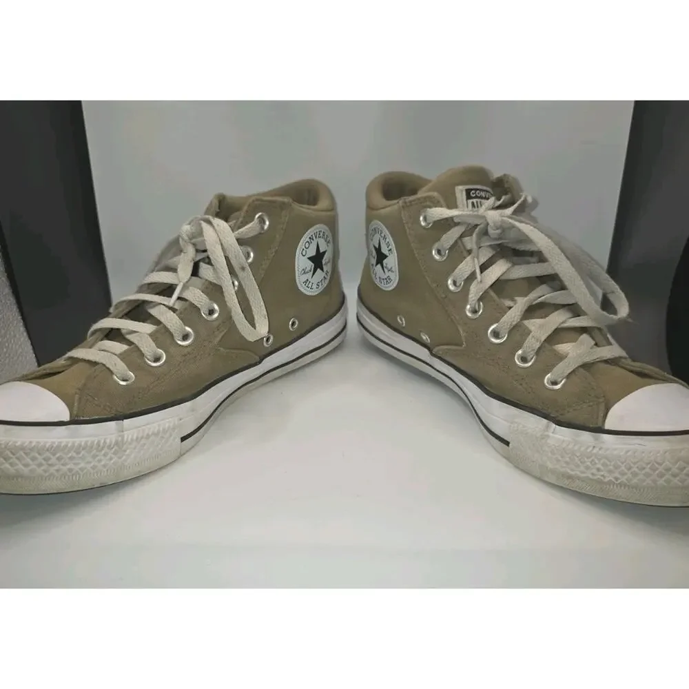 Converse Chuck Taylor All Star Mid Tan Canvas Sneakers Mens 9.5 Classic Lace Up